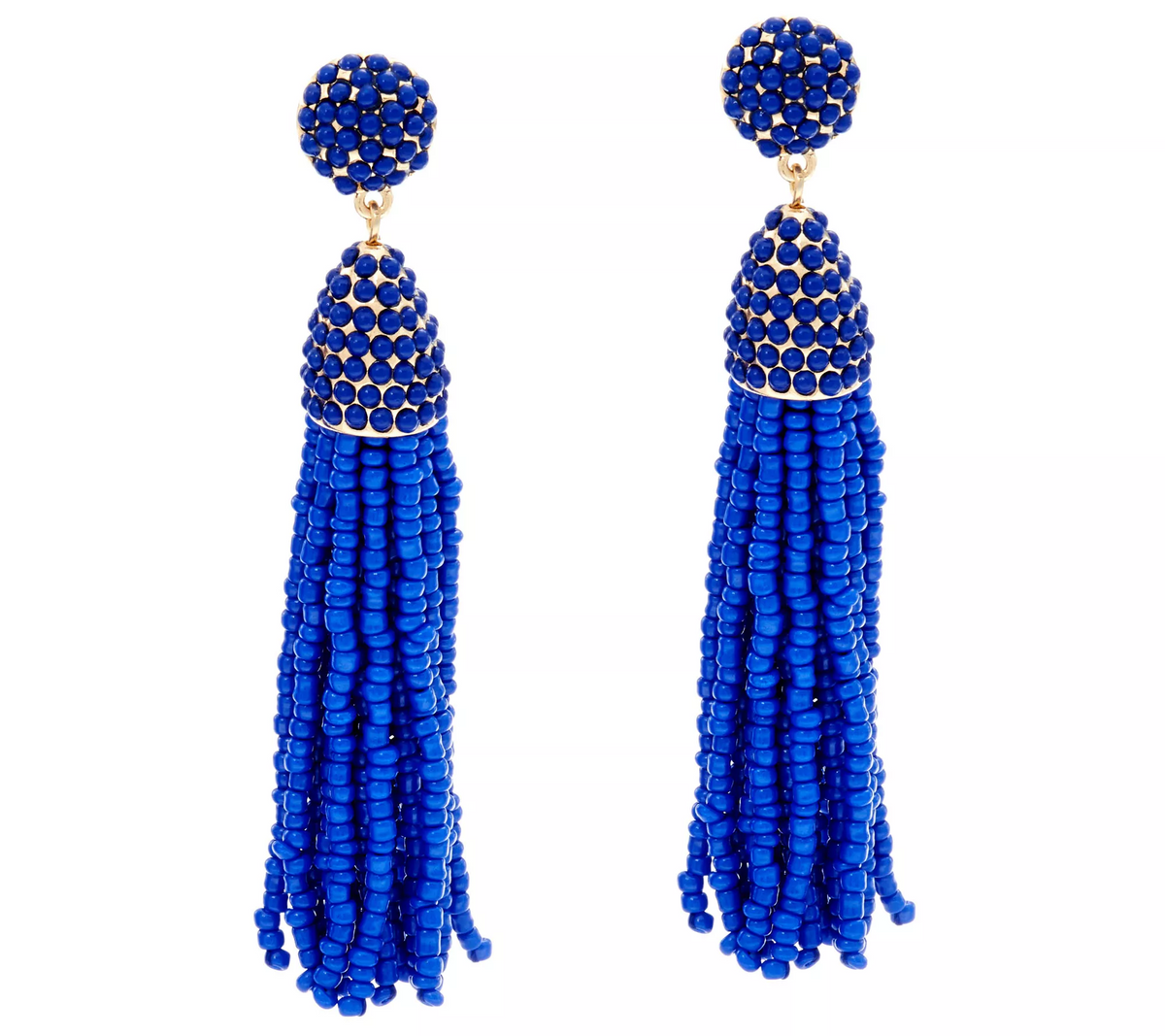 BaubleBar Beaded Blue Pinata Tassel Drop 3-1/4" Earrings