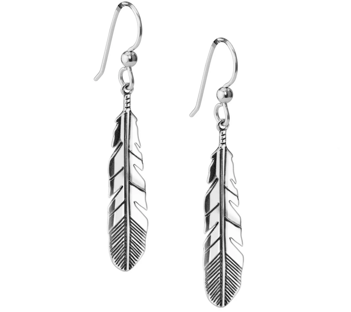 American West Sterling Silver 925 Feather Drop Earring 1-3/4"