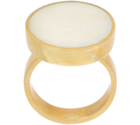 Soko Disc Gold tone Ring, Size 5