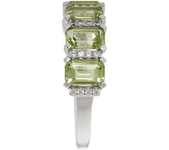 Emerald Cut 5-Stone Peridot Sterling Silver Band Ring 2.50 cttw, Size 8