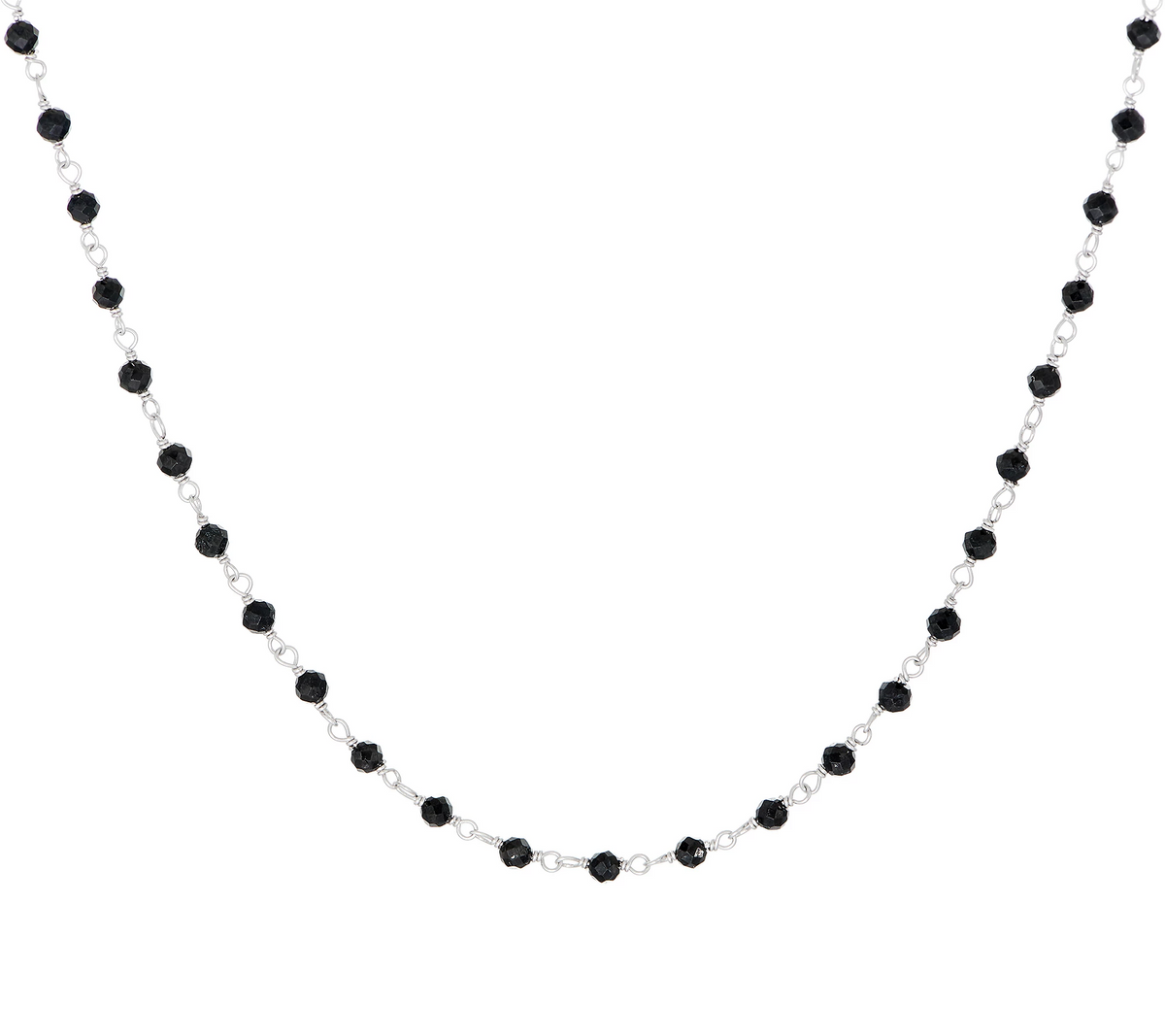 Italian Silver Black Spinel Sterling 18" Necklace