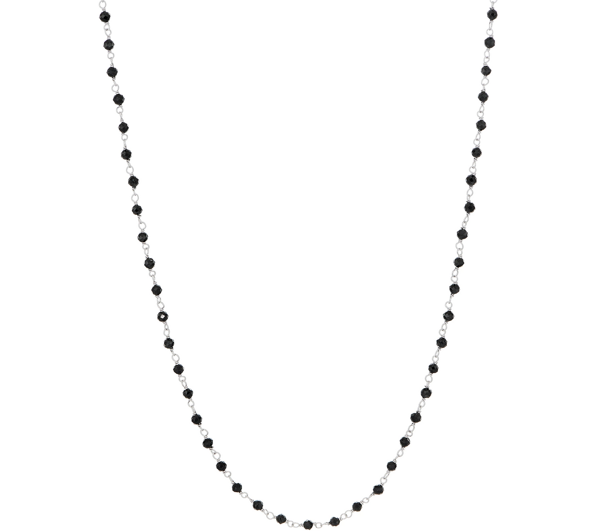 Italian Silver Black Spinel Sterling 24" Necklace