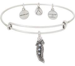 Alex and Ani Feather Charm Bangle, Size 7"