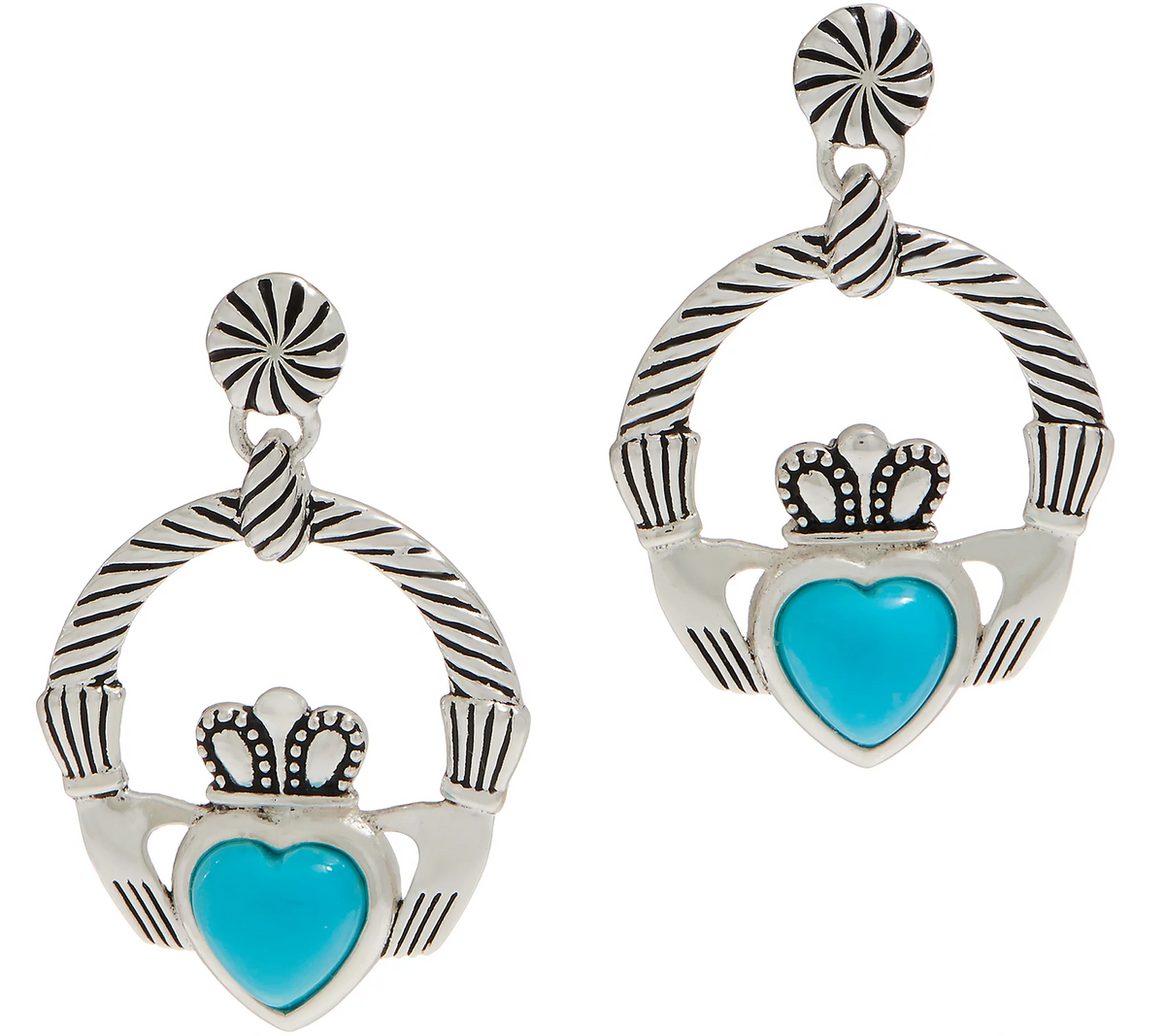 JMH Jewellery Sleeping Beauty Turquoise Sterling Silver Earrings, Size 1-1/4"