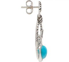 JMH Jewellery Sleeping Beauty Turquoise Sterling Silver Earrings, Size 1-1/4"