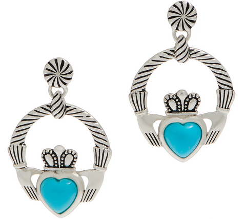 JMH Jewellery Sleeping Beauty Turquoise Sterling Silver Earrings, Size 1-1/4"