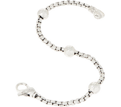 JAI Sterling Silver Hammered Station 3.7mm Box Chain Bracelet, 7-1/4"