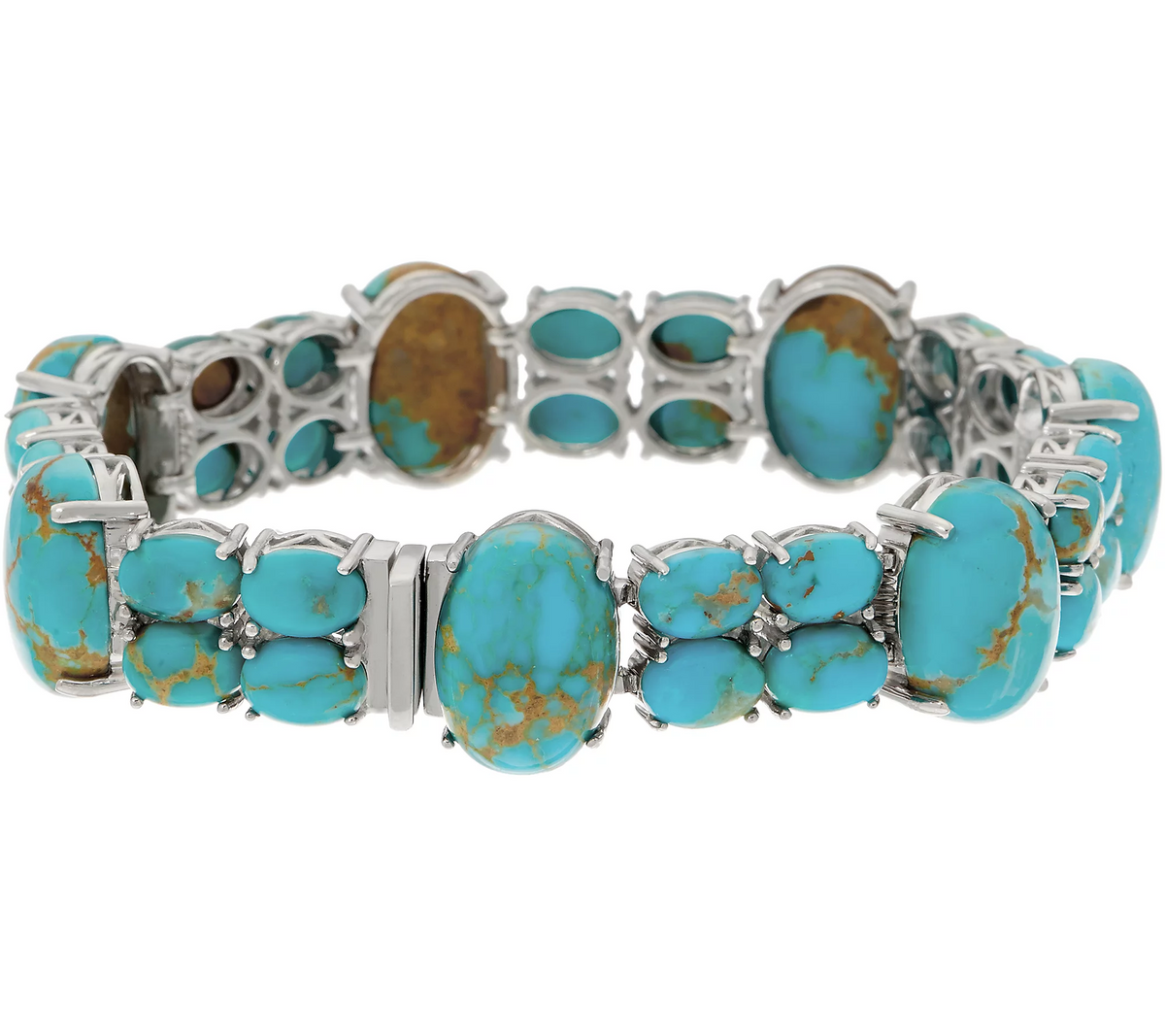 6-3/4" Kingman Turquoise Tennis Bracelet Sterling Silver