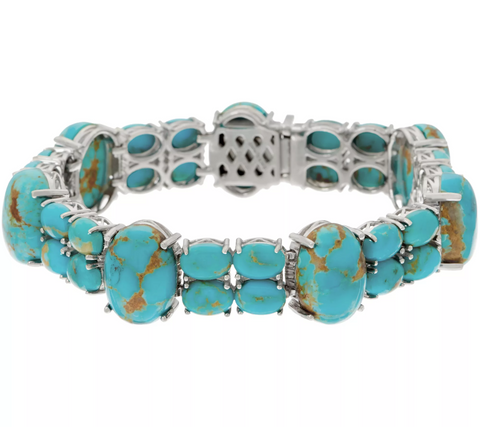 6-3/4" Kingman Turquoise Tennis Bracelet Sterling Silver