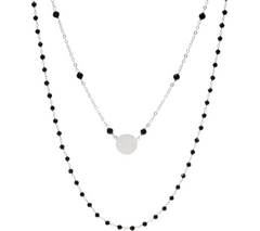 Italian Silver Circle Motif Gemstone Necklace Set, 18"; 30"L