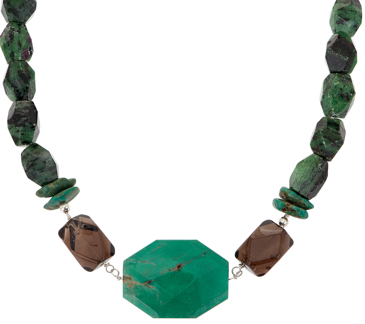 Jodie M. Legacy Green Zoisite Sterling Silver Beaded Necklace. 18"