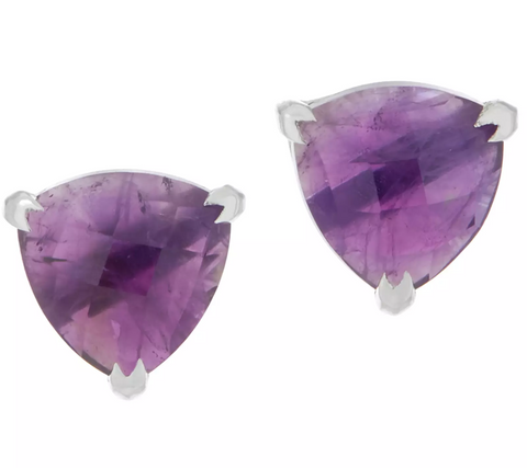 Jodie M. Sterling Silver Trillion Cut Amethyst Silverado Stud Earrings