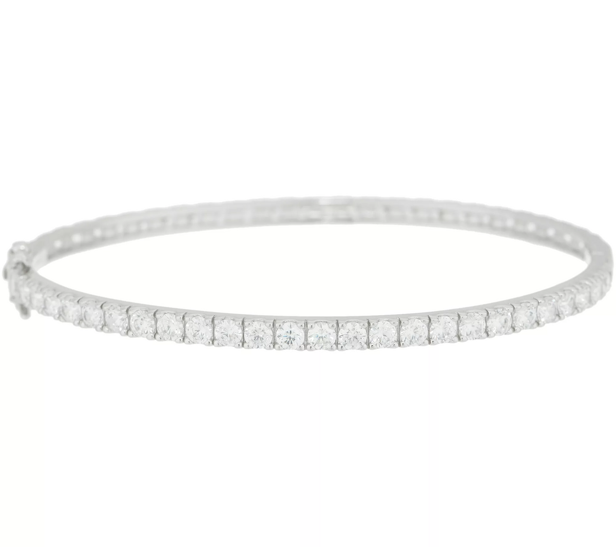 Diamonique Hinged Eternity Bangle Bracelet, Sterling Silver, 7"