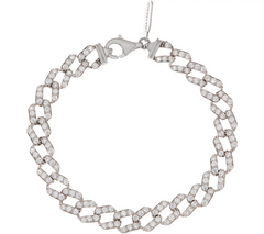 Lisa Freede for Diamonique Link Design Tennis Bracelet Sterling Silver, Size 7-1/2"