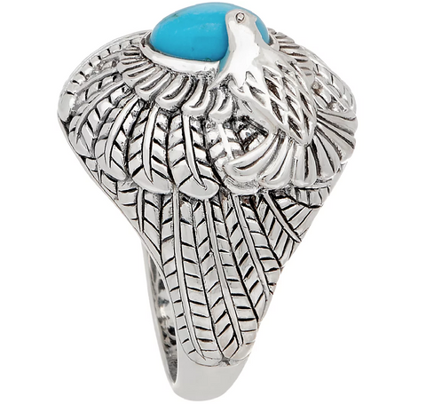 JAI Sterling Silver & Turquoise Born to Soar Eagle Ring Size 6