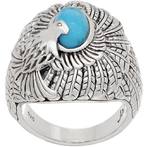 JAI Sterling Silver & Turquoise Born to Soar Eagle Ring Size 6