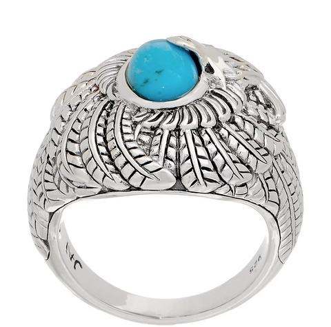 JAI Sterling Silver & Turquoise Born to Soar Eagle Ring Size 6