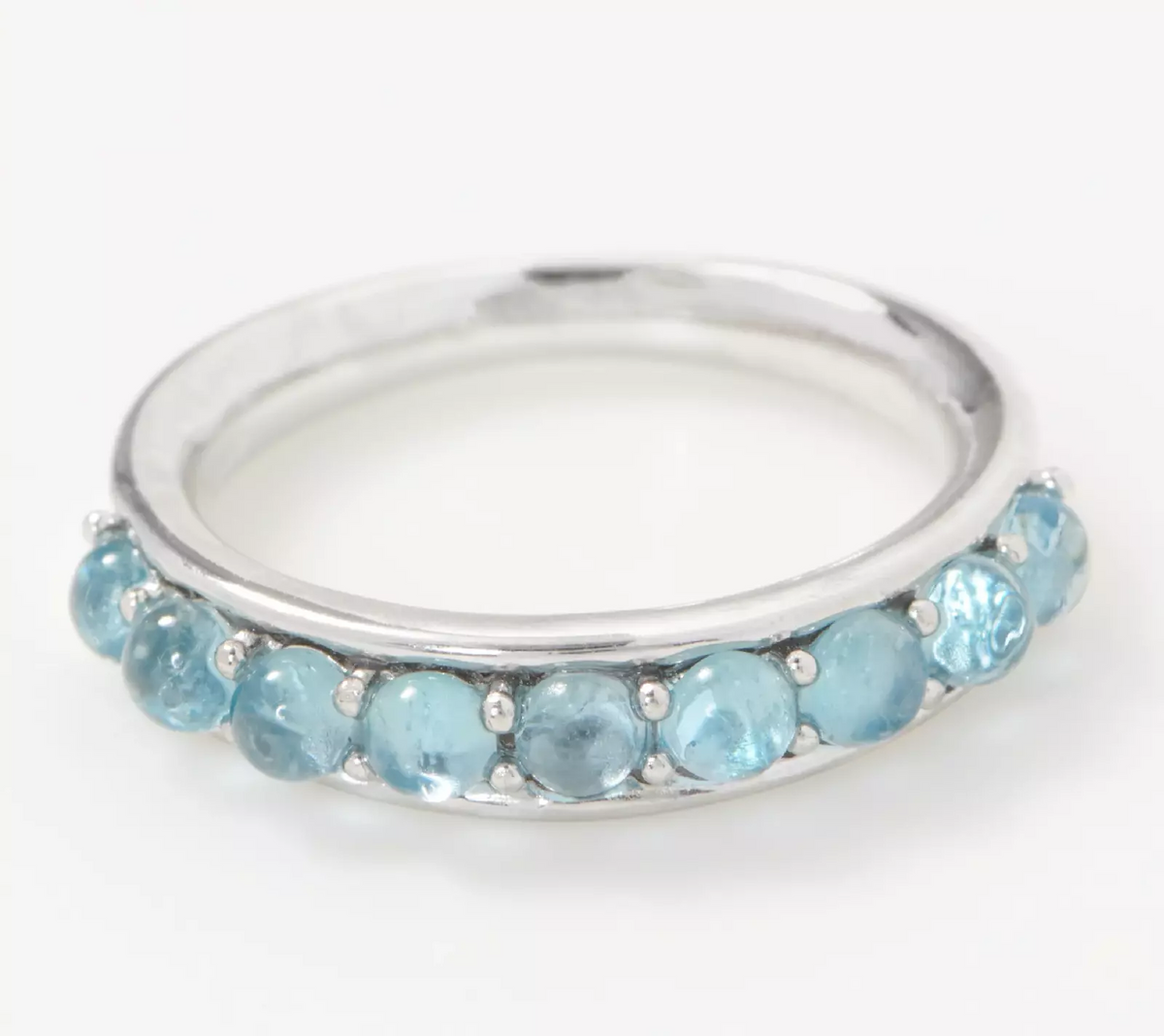 Affinity Gems Sterling Silver Cabochon Blue Topaz Gemstone Band Ring Size 8