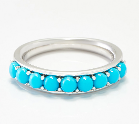 Affinity Gems Turquoise Cabochon Sterling Silver Gemstone Band Ring Size 5