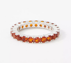 QVC Sterling Silver Madeira Citrine Gemstone Eternity Band Ring Size 6