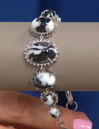 Generation Gems Gemstone Cabochon "White Buffalo" Link Bracelet Sterling Silver, Size 7-1/4"