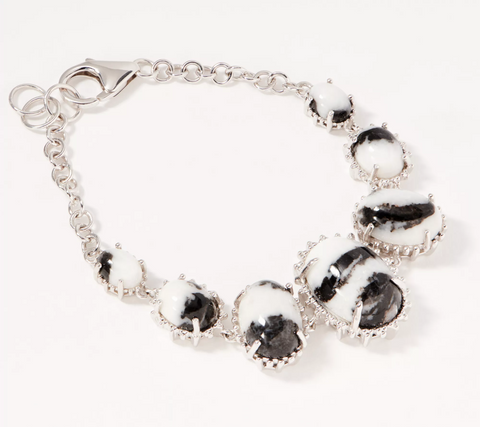 Generation Gems Gemstone Cabochon "White Buffalo" Link Bracelet Sterling Silver, Size 7-1/4"