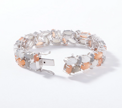 Peach Moonstone Bracelet, Sterling Silver, Large: 8"