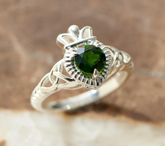 JMH Jewelry Sterling Silver Claddagh Chrome Diopside Ring Size 5