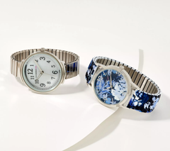 Isaac Mizrahi Live! Set of 2 Metal & Floral Print Expansion Watches