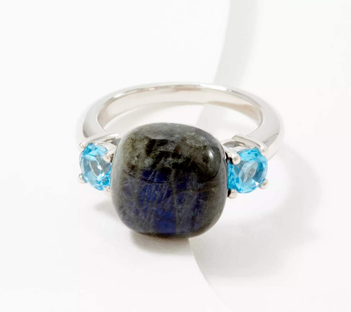 Affinity Gems Multi-Gemstone Cabochon Sterling Silver Ring, Size 6