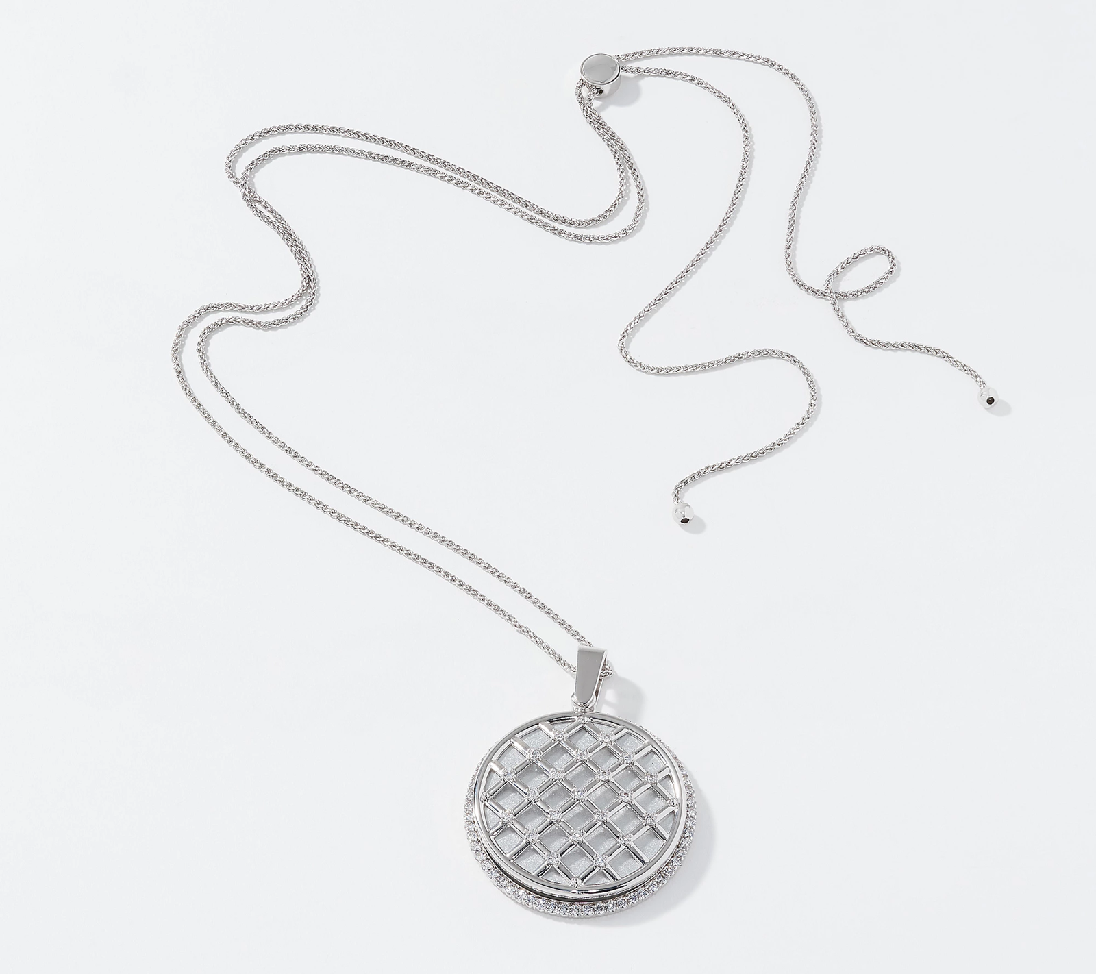 Diamonique LUX VUE Mirror & Magnifying Glass Necklace, Silver