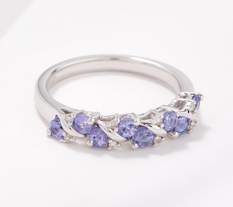 Affinity Gems Tanzanite Sterling Silver Ivy Band Ring, Size 6