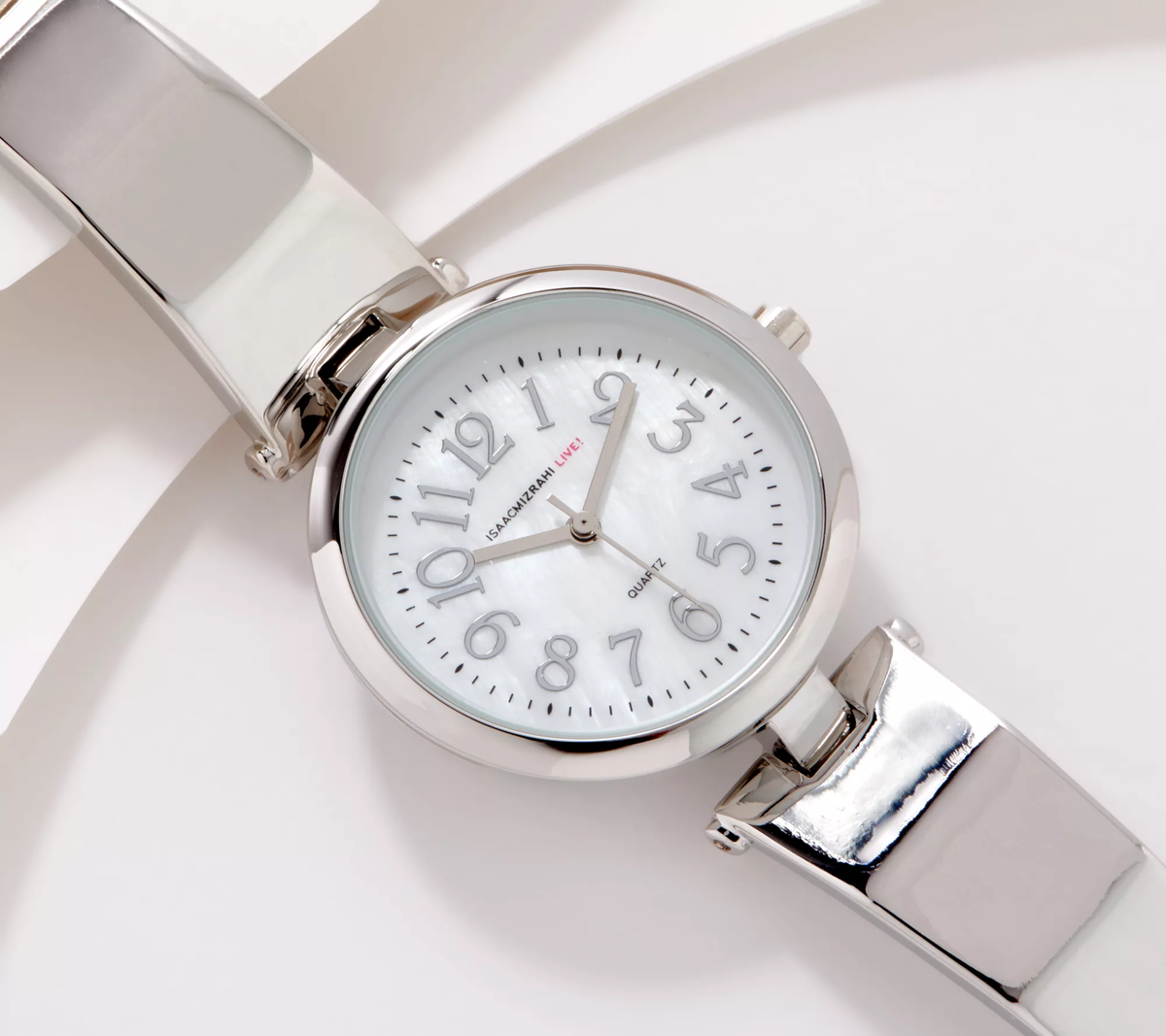 Isaac Mizrahi Live! Metal Bangle Link Watch, Silvertone