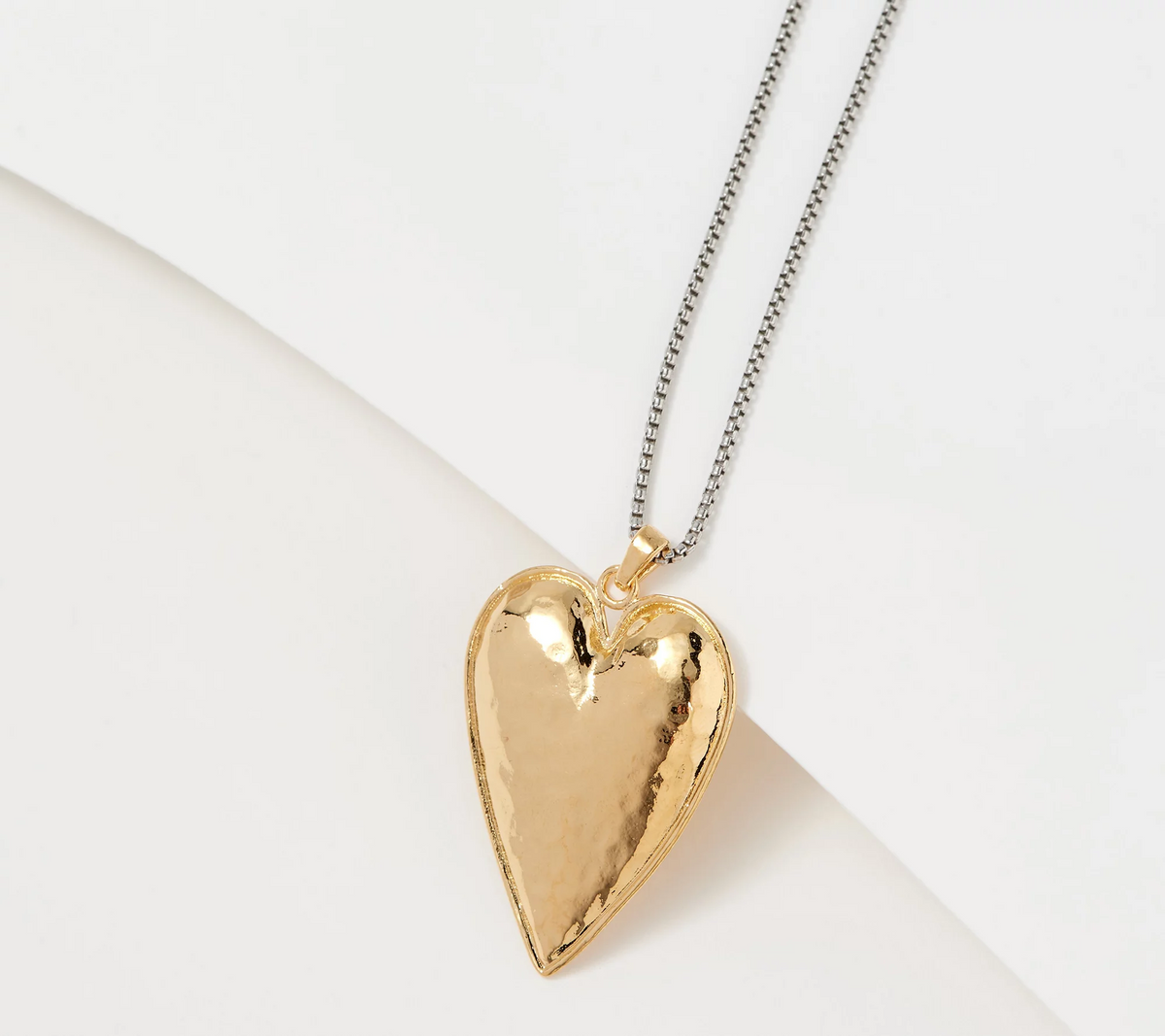 Or Paz Hammered Textured Vermeil Sterling Silver Heart Necklace 18"