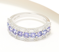 Generation Gems Exotic Tanzanite & White Zircon Band Ring Size 7