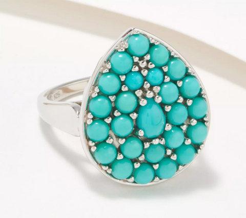 Affinity Gems Sleeping Beauty Sterling Silver Turquoise Pear Shape Ring Size 10