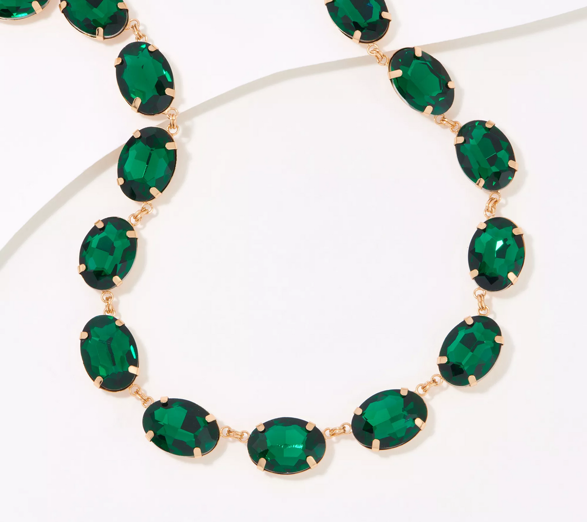 J398119 Kirks Folly Aurora Borealis Essentials Oval Necklace, Emerald gold tone