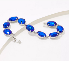 Kirks Folly Aurora Borealis Essentials Oval Bracelet, Silver, Sapphire/AVG