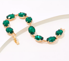 Kirks Folly Aurora Borealis Essentials Oval Bracelet, Emerald/Goldtone, Avg