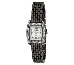 Bob Mackie Women's Panther Link Crystal Watch, Gunmetal Black