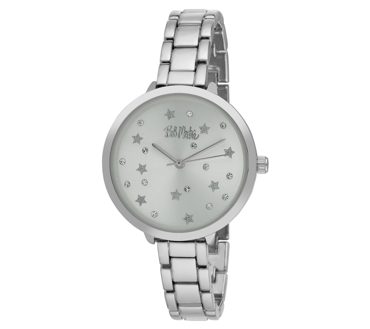 Bob Mackie Women's Crystal Star Design Dial Watch, Silvertone