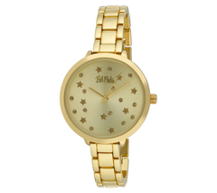 Bob Mackie Women's Crystal Star Design Dial Watch, Gold tone