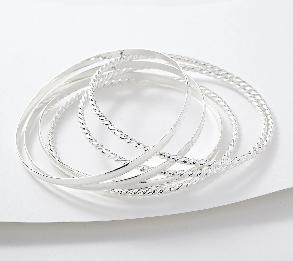 UltraFine 950 Silver Set of 6 Slip-On Bangles, Size 7-3/4"