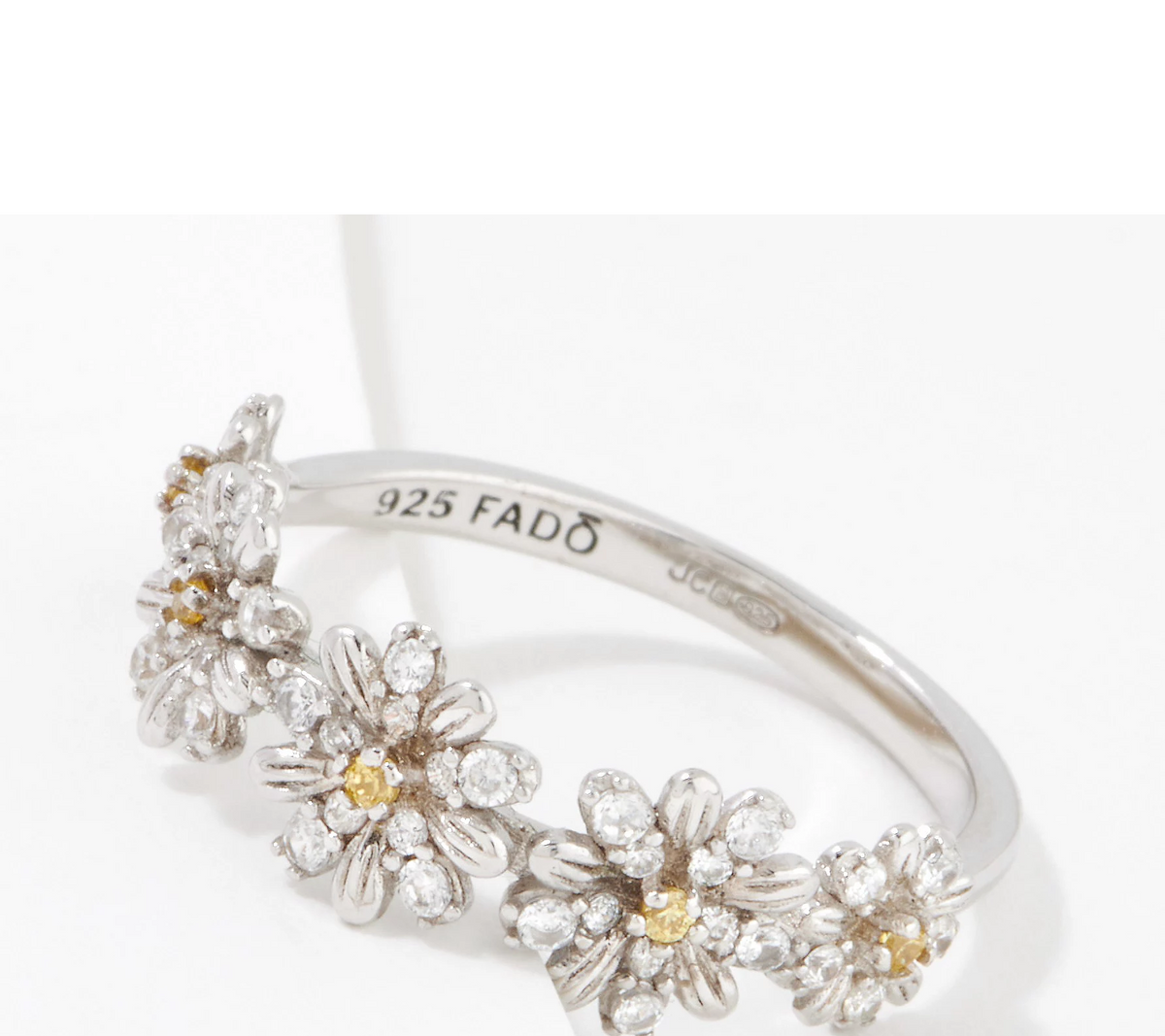 Fado Sterling Silver Silver CZ Daisy Chain Band Ring Size 5