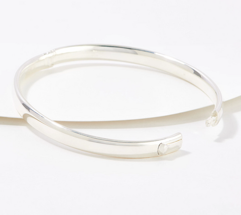 UltraFine 950 Fine Silver Oval Tube Satin Finish Bangle, 7"