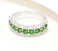 Generation Gems Exotic Chrome Diopside & White Zircon Band Ring Size 8