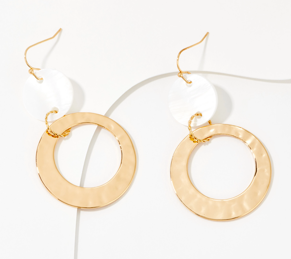 Denim & Co Mother of Pearl Metallic Circle Drop Earrings