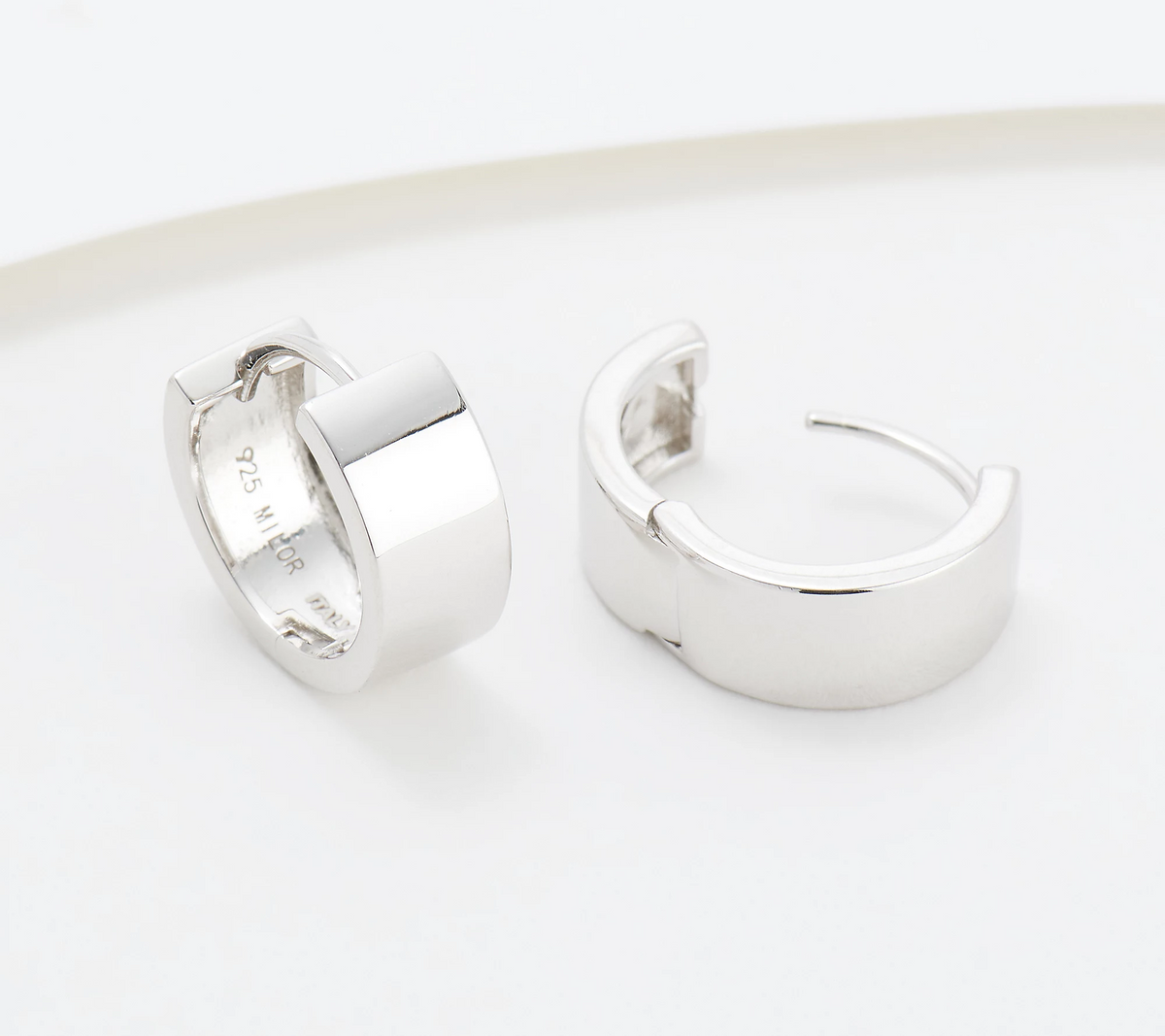 Italian Silver Polished Huggie Hoop Earrings Sterling Silver