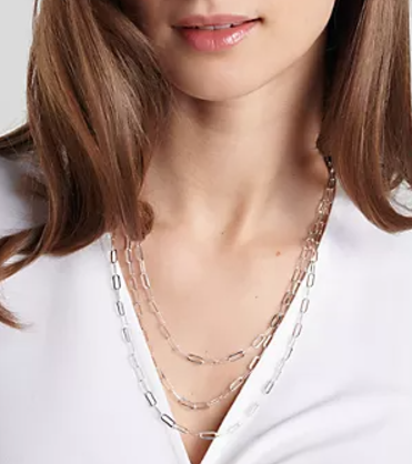 Ultra Fine 950 Silver Paperclip Chain Removable Necklace, 15.5g, Chain 21"