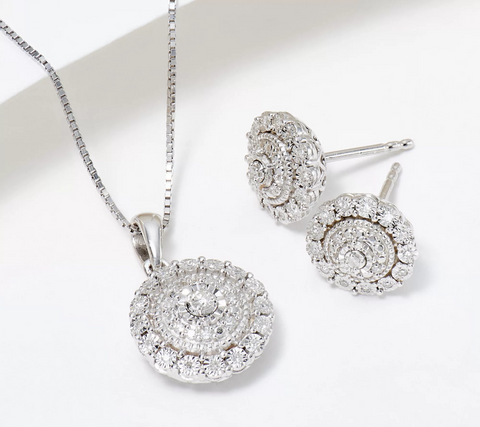 Affinity Diamonds Necklace & Earrings Set, Size 18"